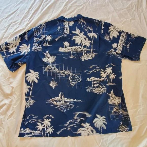 Royal Creations Men’s Hawaiian Shirt Blue Hawaii Islands Boat Palm Beach USA XXL - Picture 10 of 10